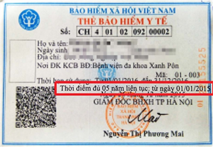 Bảo hiểm xã hội Việt Nam: Giải thích về dòng chữ “Thời điểm đủ 5 năm …” trên thẻ BHYT.